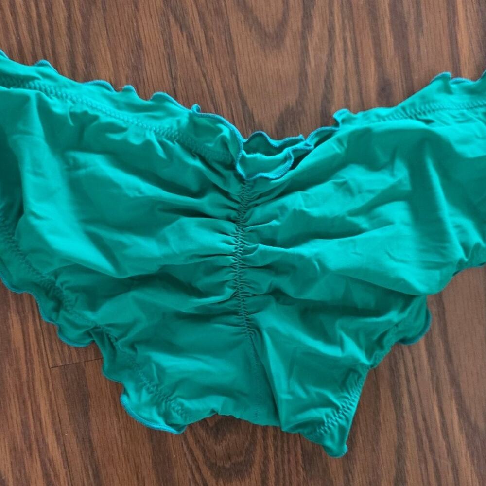 Kate Spade Women's Green Ruffle Edge Low-Rise Bikini Bottom Swimwear Size M - Picture 2 of 4